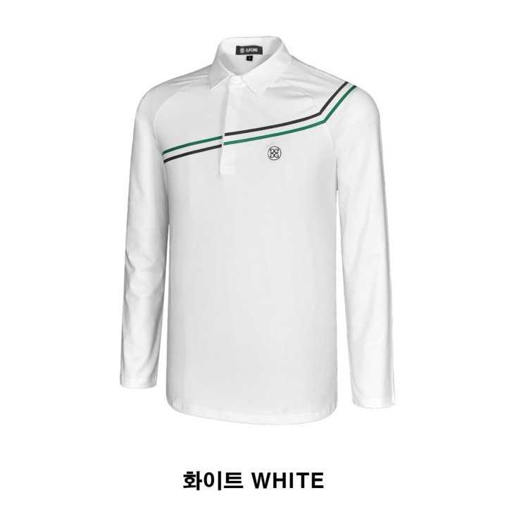 지포어 남성 자수로고 라인 긴팔 카라티(2color)