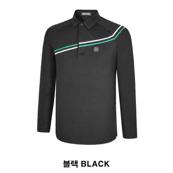 지포어 남성 자수로고 라인 긴팔 카라티(2color)
