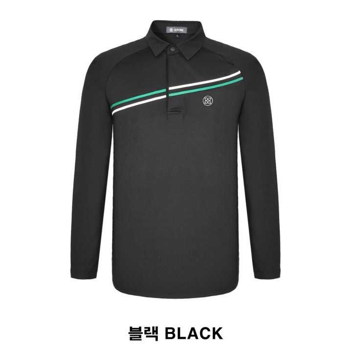 지포어 남성 자수로고 라인 긴팔 카라티(2color)