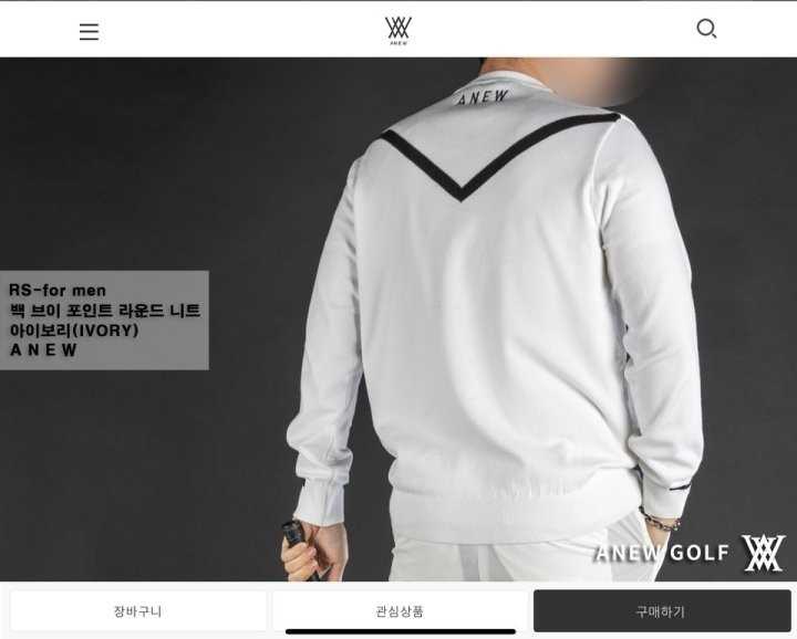 어뉴 남성 백 브이 포인트 라운드 니트(2color)