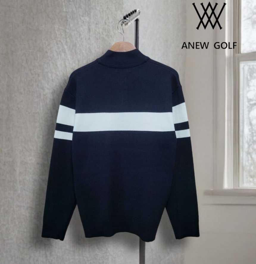 어뉴 남성 리퍼 가슴 자수집업 니트(2color)