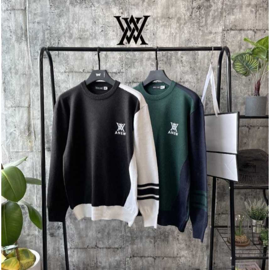 어뉴 남성 AN사선배색 로고니트(2color)