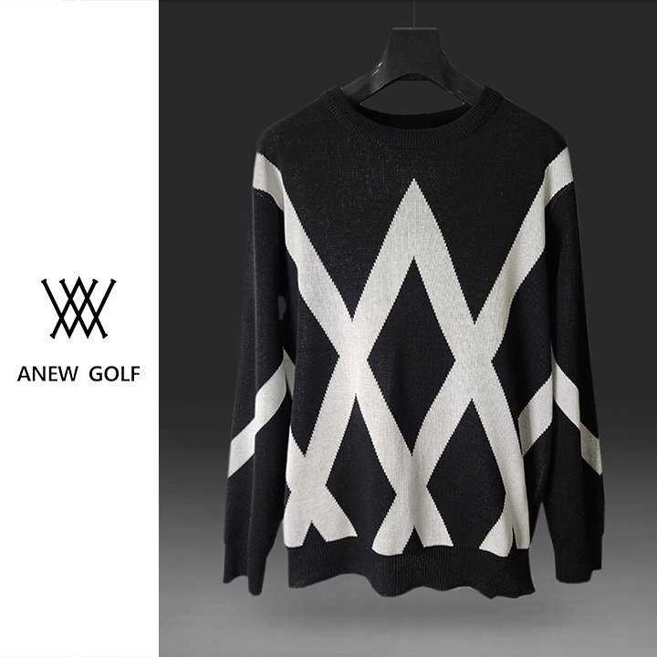 어뉴 남성 다이아 사선 라운드 니트(3color)