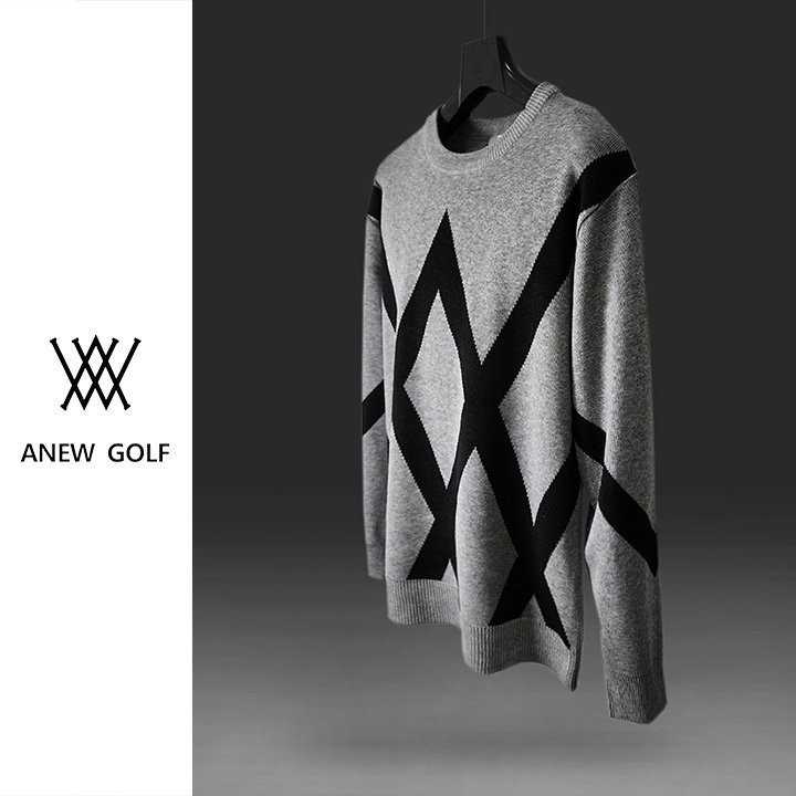 어뉴 남성 다이아 사선 라운드 니트(3color)