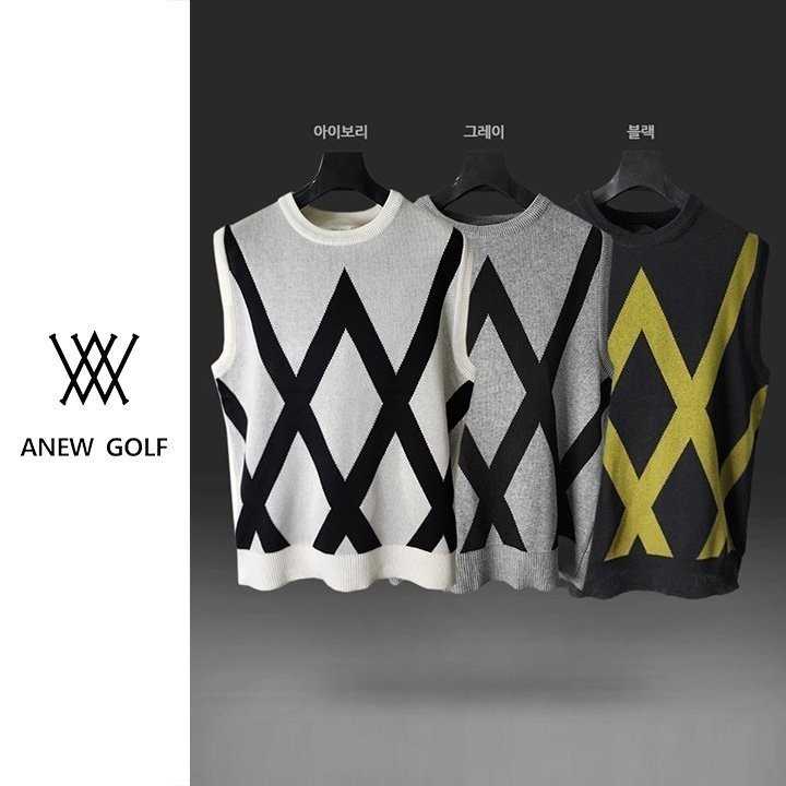 어뉴 남성 다이아 사선 니트 조끼(3color)