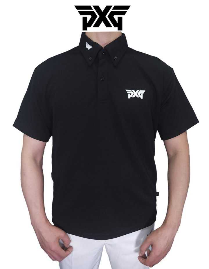 PXG 남성 카라 로고 버튼 다운 드라이핏 센터백 레터링 드라이핏 PK셔츠(2color)