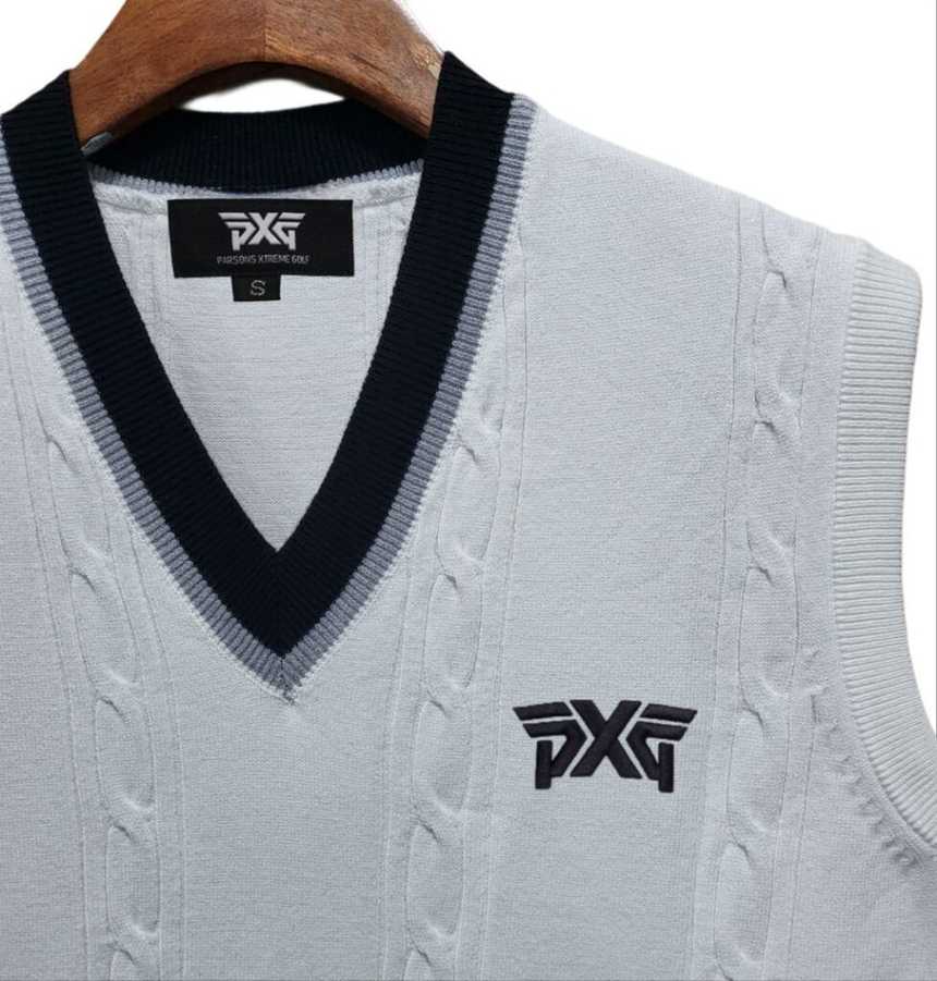 PXG 남성 꽈배기 가슴 자수 조끼(2color)