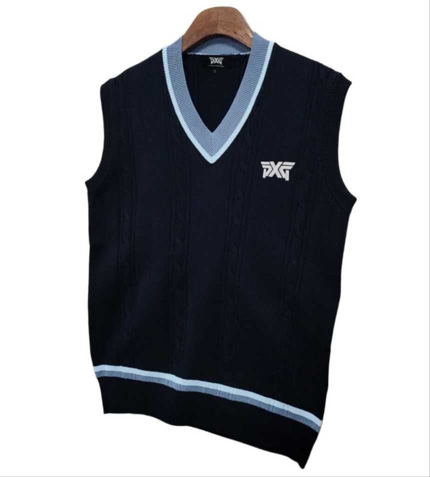 PXG 남성 꽈배기 가슴 자수 조끼(2color)
