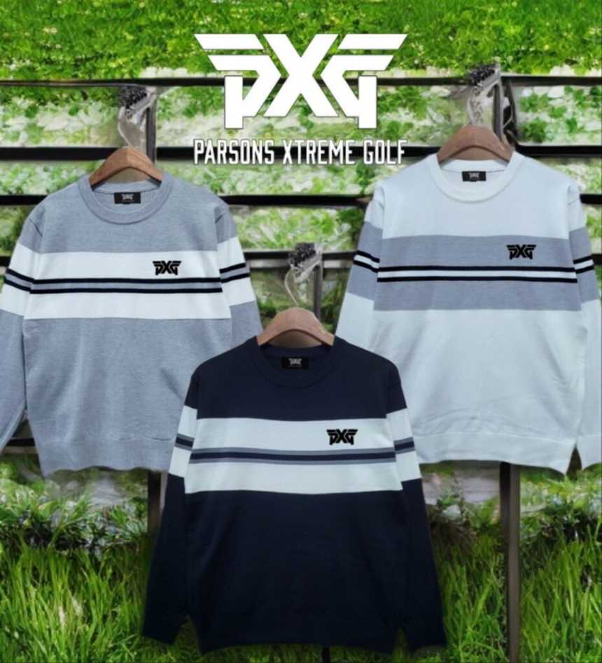 PXG 남성 가슴 3라인 자수 라운드니트(3color)