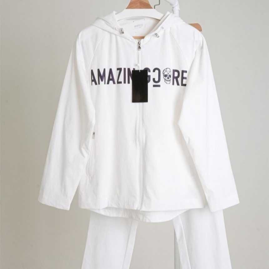 어메이징크리 남성 체스트 로고 테크 윈드 블럭 풀집업 자켓&테크 윈드 블럭 팬츠 셋(2color)