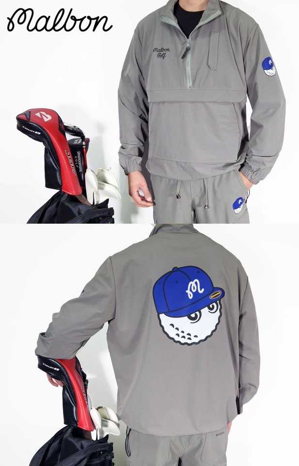 말본 GOLF 블루 스냅백 볼캐릭터 스트레치 나일론 ZIP 하프 아노락(3color)