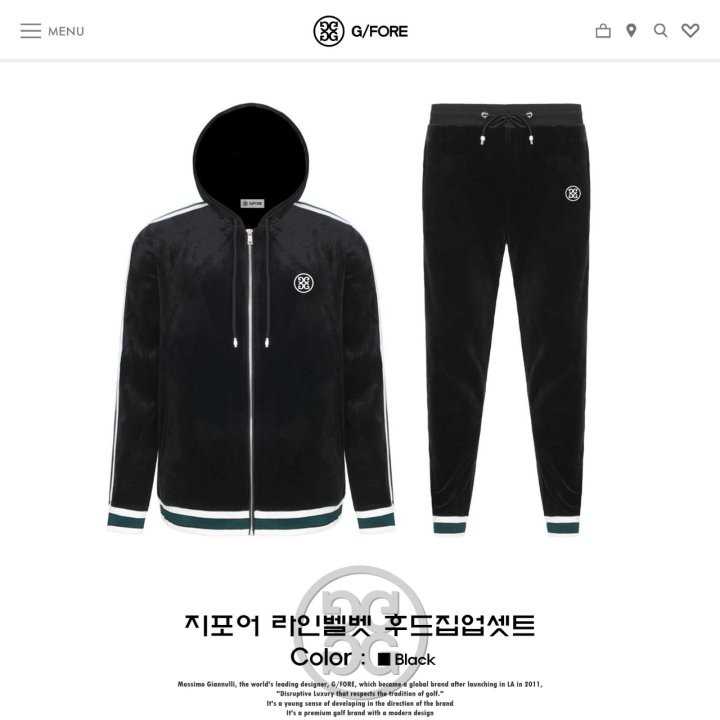 지포어 남성 라인벨벳 후드집업 세트