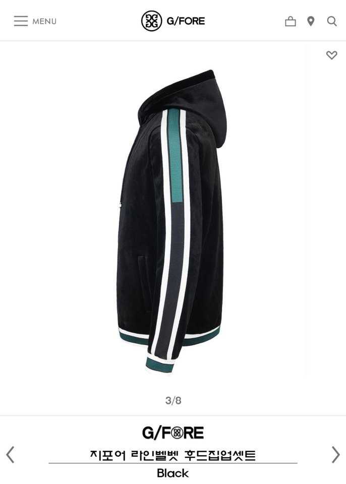 지포어 남성 라인벨벳 후드집업 세트