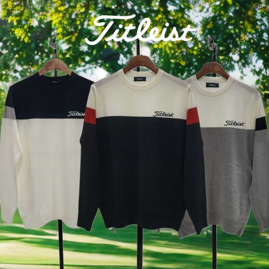 타이틀리스트 그리배색 자수로고 니트(3color)
