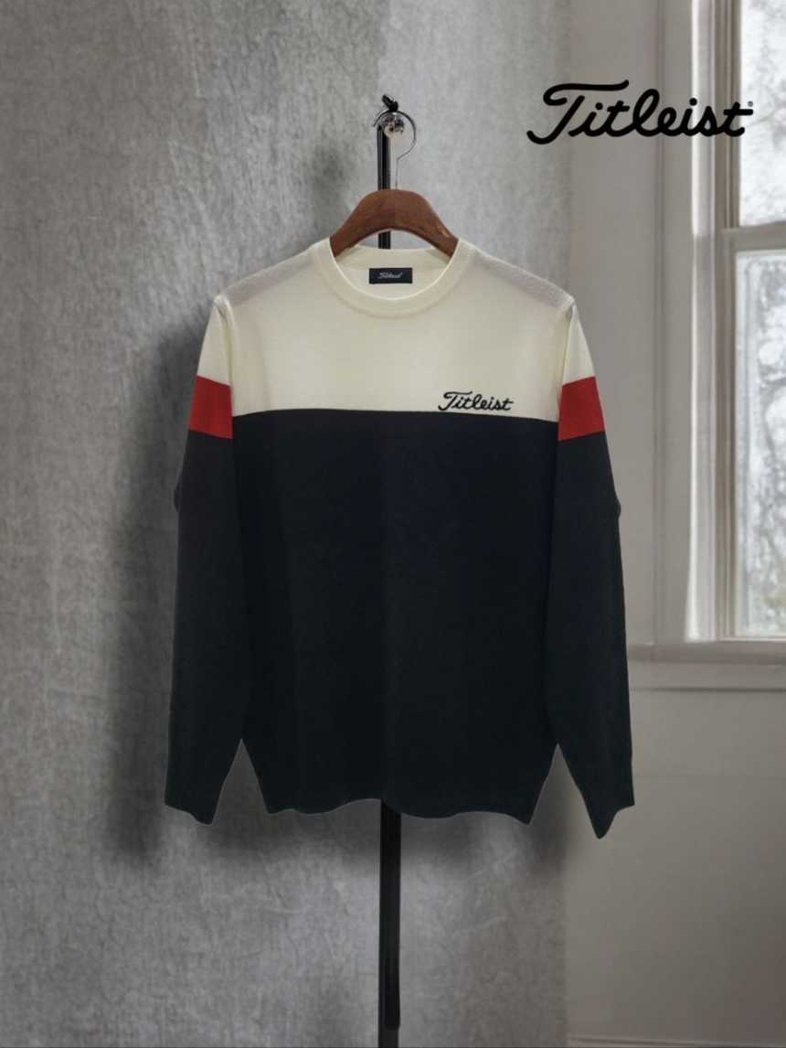 타이틀리스트 그리배색 자수로고 니트(3color)
