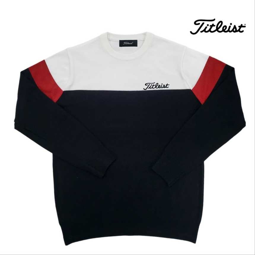 타이틀리스트 그리배색 자수로고 니트(3color)