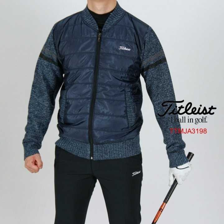 타이틀리스트 남자 TTMJA3198 양팔두줄 패딩 니트집업(2color)