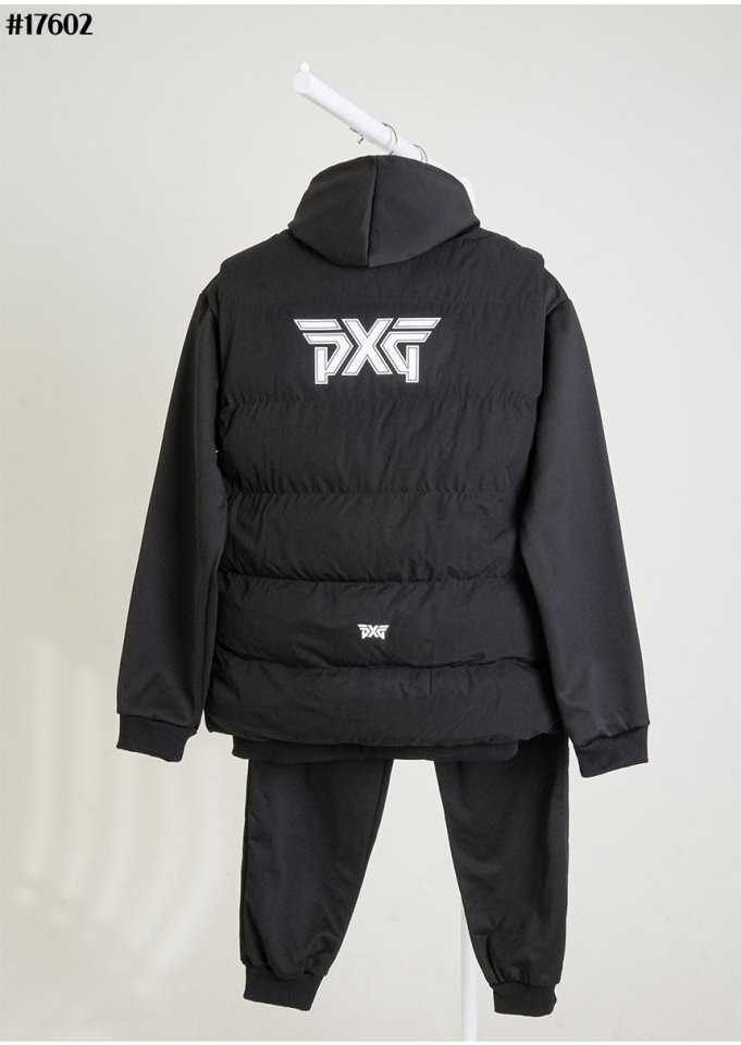 PXG 푸퍼 다운 베스트&기모 플리스 후드 티셔츠&기모 플리스 밴딩 조거 팬츠 3PCS 세트