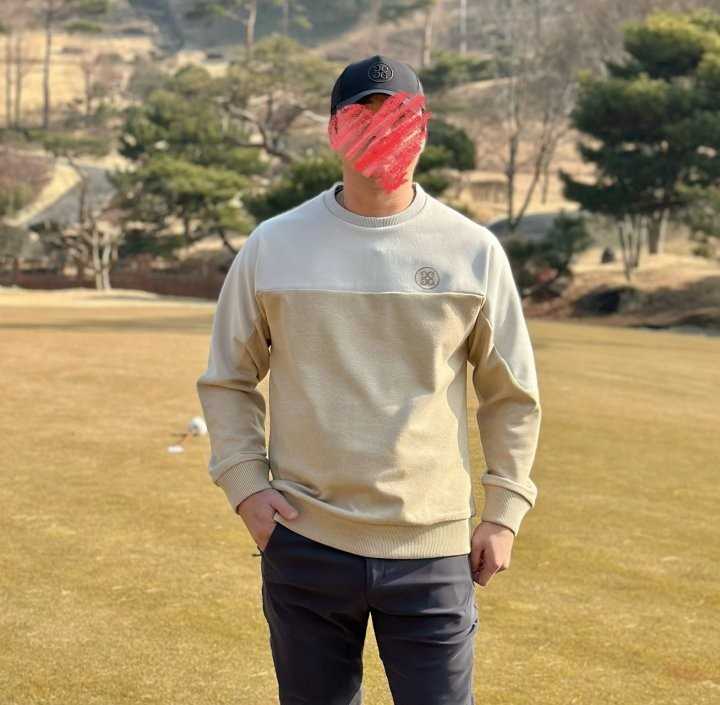 지포어 남성 투톤 컬러 크루넥