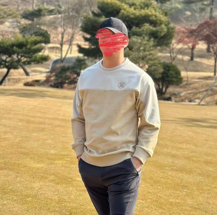 지포어 남성 투톤 컬러 크루넥