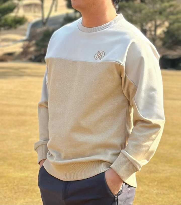 지포어 남성 투톤 컬러 크루넥