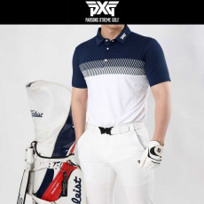 PXG 남성 넥 로고 빗살 스판 카라반팔(2color)