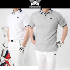 PXG 남성 카라 사각배색 면 카라반팔(3color)