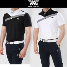 PXG 가슴 배색사선 반팔카라티(2color)