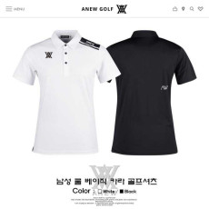어뉴 남성 숄더 로고 베이직 스판 카라반팔(2color)