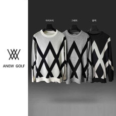 어뉴 남성 다이아 사선 라운드 니트(3color)