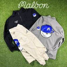 말본 GOLF 블루 스냅백 볼캐릭터 스트레치 나일론 ZIP 하프 아노락(3color)
