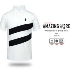 어메이징크리 밑단 스트라이프 카라티(2color)