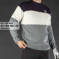 풋조이 삼단 배색 패턴 니트 (3color)