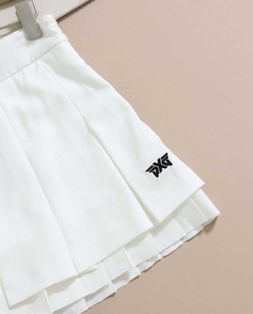 PXG 여성 언발란스 플리츠 스커트