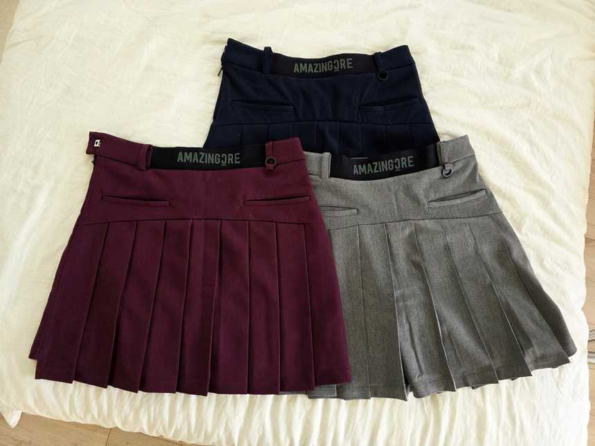 어메이징크리 모직 에어서킷 플리츠 스커트(3color)