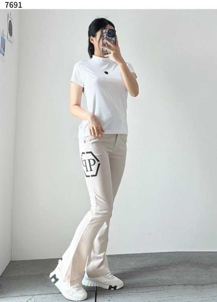 필립플레인 여성 헥사 빅 로고 부츠컷 팬츠(2color)