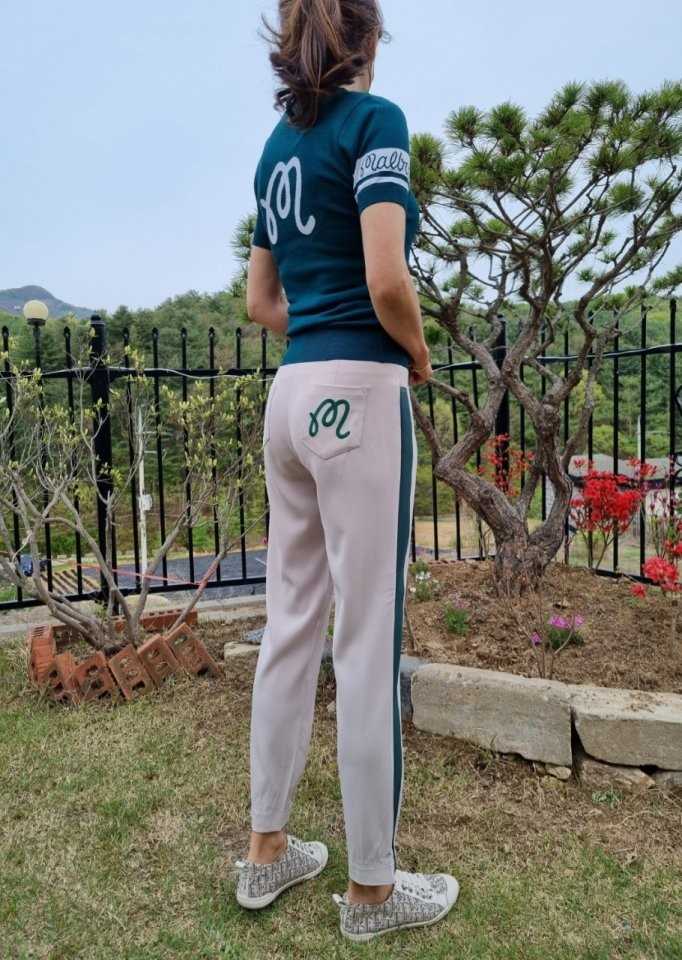 말본 여성 자수 로고 배색한줄 팬츠(2color)