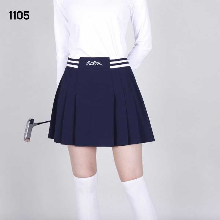 말본 여자 1105 배색 밴딩 플리츠 치마 스커트(2color)