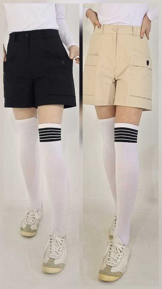 어메이징크리 여성 포켓 밴드 반바지