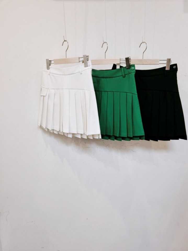 어메이징크리 언발 플리츠 스커트(3color)