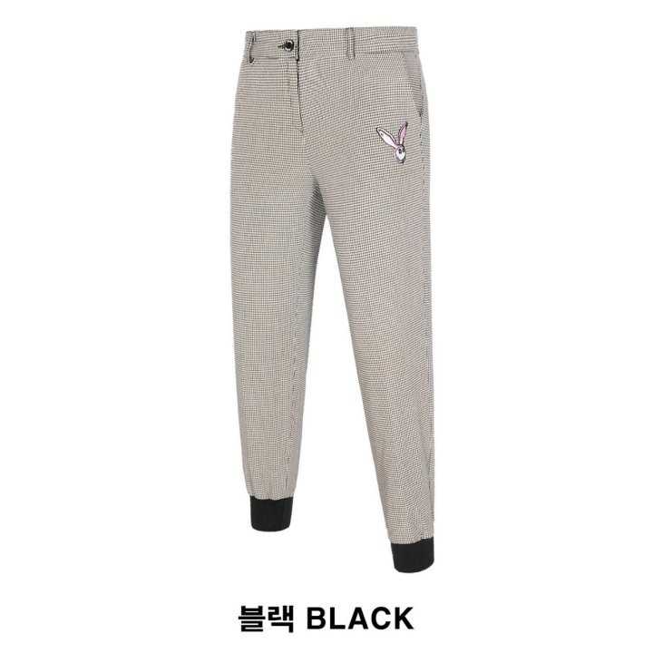 말본 여성 래빗 체크 밴딩 조거 팬츠
