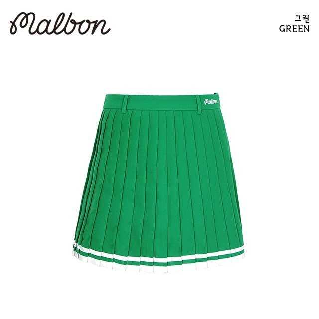 말본 자수로고 플리츠 스커트(2color)