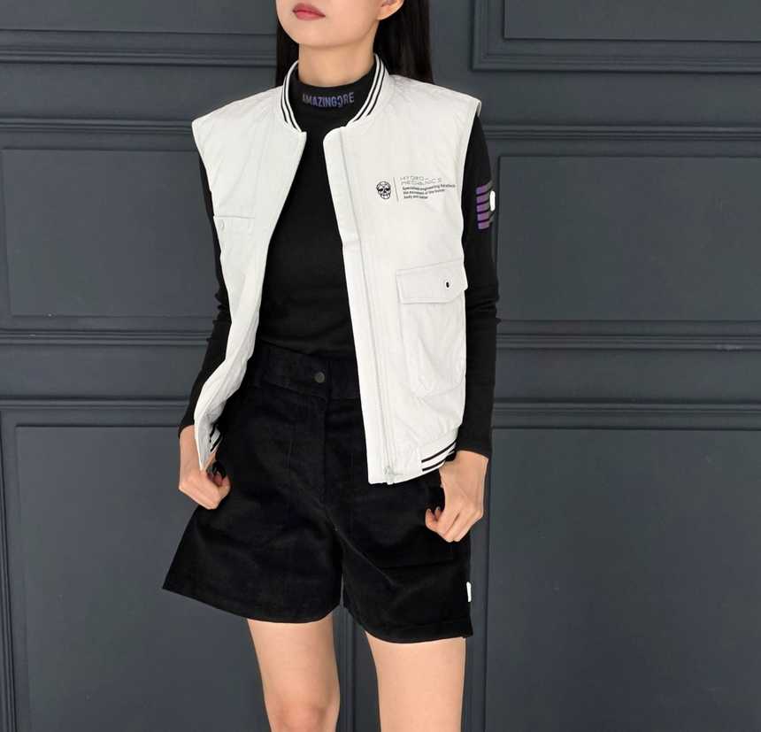 어메이징크리 여성 시보리Y넥 패딩 베스트(3color)