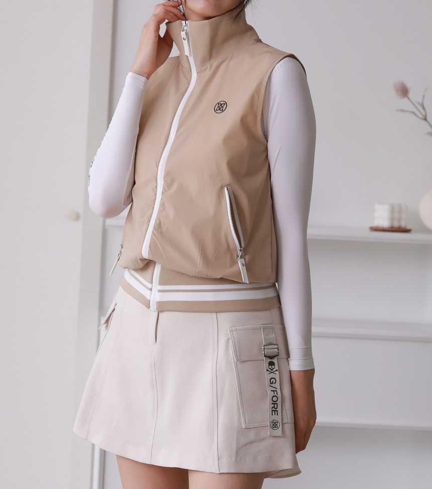 지포어 여성 시보리 하이넥 스윙 베스트(2color)