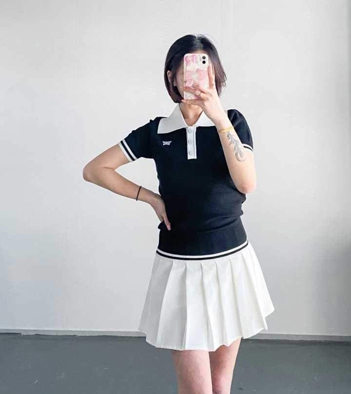 PXG 여성 카라 여름 숏 슬리브 니트(2color)