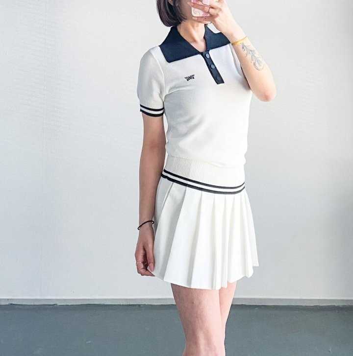 PXG 여성 카라 여름 숏 슬리브 니트(2color)