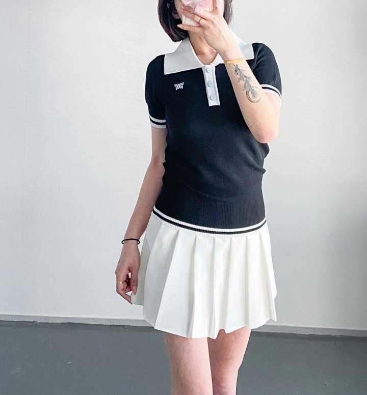 PXG 여성 카라 여름 숏 슬리브 니트(2color)