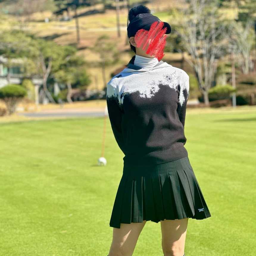PXG 우먼 옴브레 니트 후드 스웨터