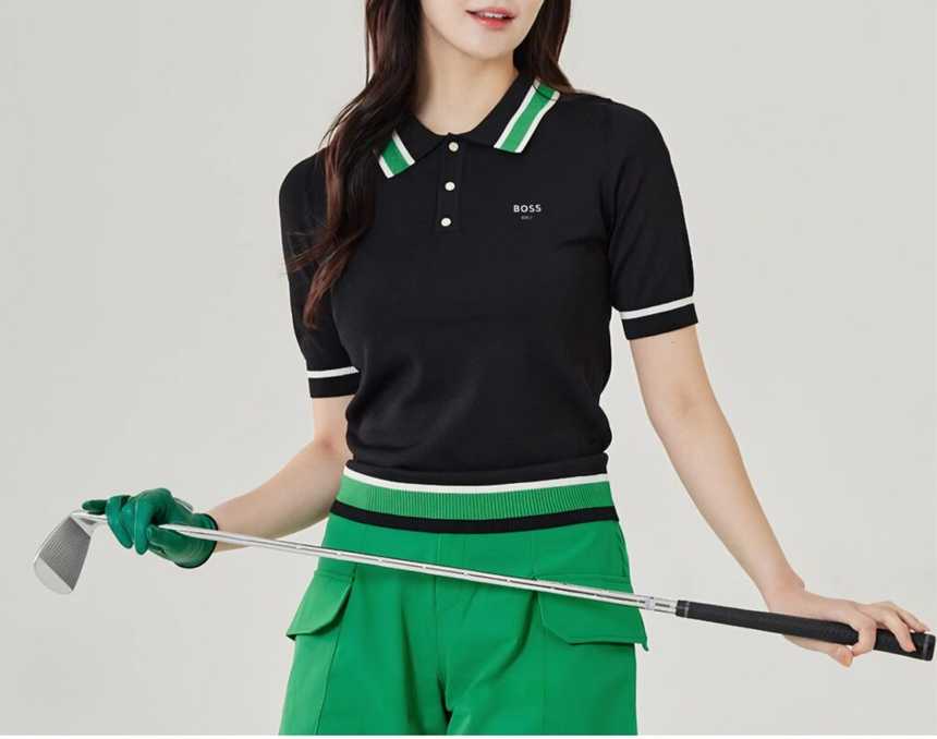 보스골프 여성 썸머 배색 카라 스웨터(3color)