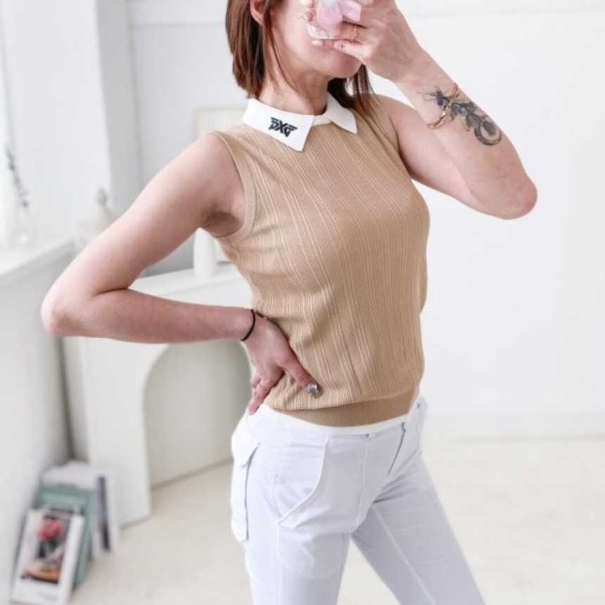 PXG 여성 여름 칼라 민소매 스웨터(2color)